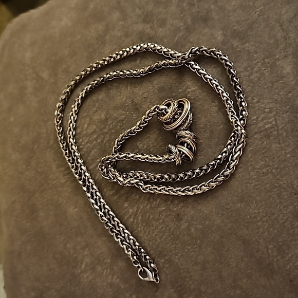 Vintage Long Palma Chain Circle Donut Charms Sweater Necklace - Picture 4 of 8